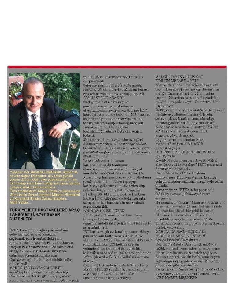 İETT İstanbul Daire Başkanı Müfit Yetkin’den örnek çalışma…