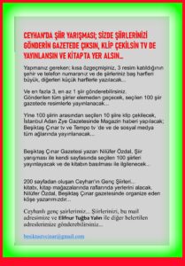 Ceyhan’da 2023 şiir yarışması…