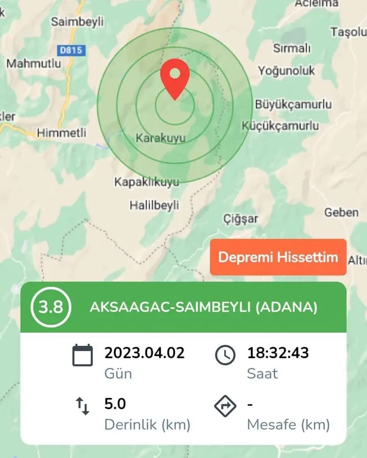 Adana’da meydana gelen deprem Hatay, Gaziantep, Osmaniye gibi çevre illerden de hissedildi.