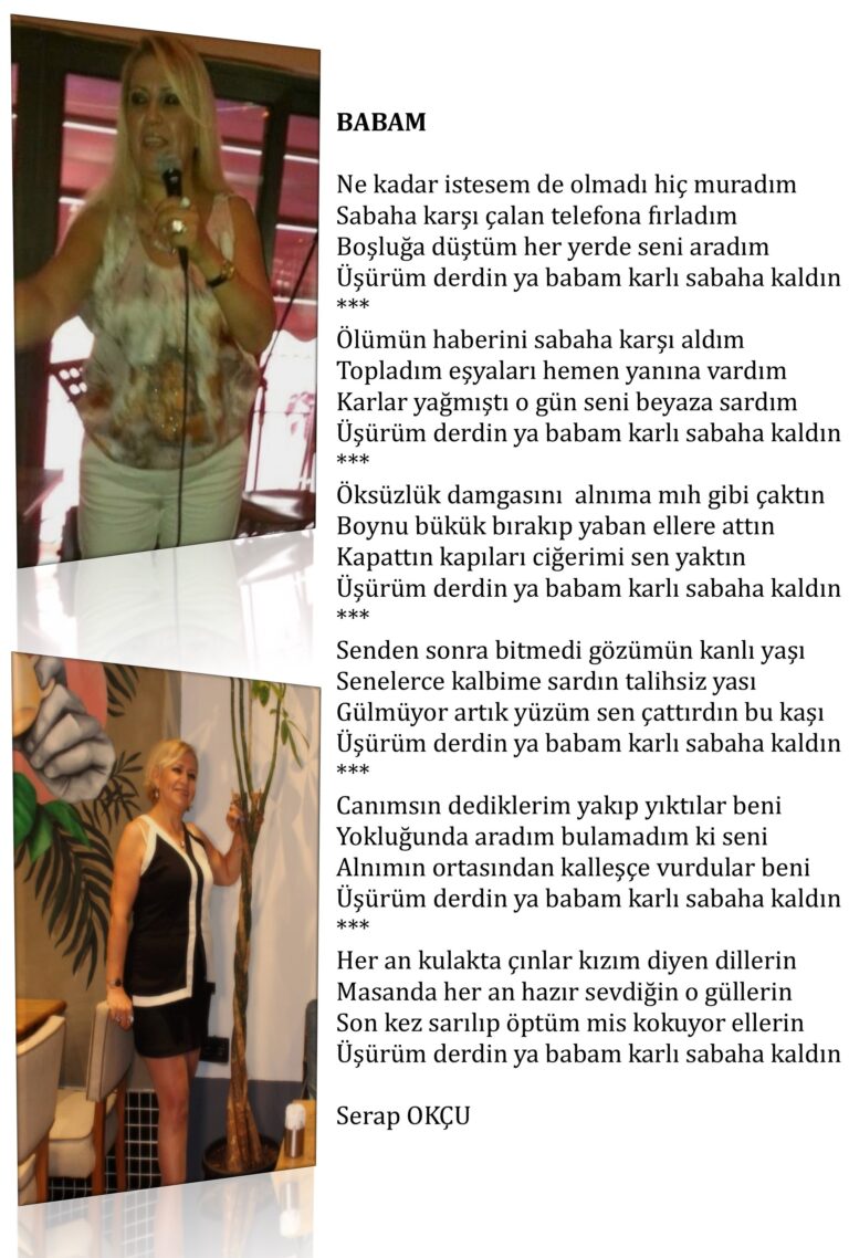 <strong>BABAM</strong> Ne kadar istesem de olmadı hiç muradım Sabaha karşı çalan telefona fırladım Boşluğa düştüm her yerde seni aradım…