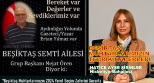 BEŞİKTAŞ NİSBETİYE MAHALLESİ MUHTARIMIZ HATİCE AYŞE ŞİRİNLER’İ TEBRİK EDİYORUZ!
