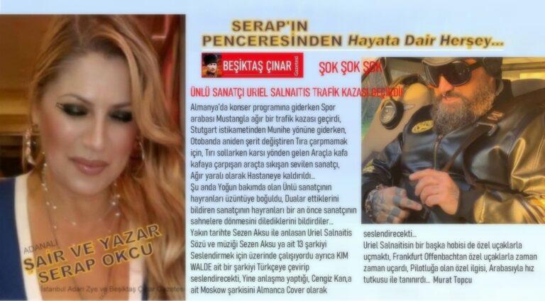 ÜNLÜ SANATÇI URIEL SALNAITIS TRAFİK KAZASI GEÇİRDİ!