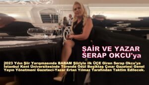 2023 Şiir Yarışmasında “Babam” Adlı Şiiriyle İlk Üçe Giren Serap Okcu’ya Ödül…