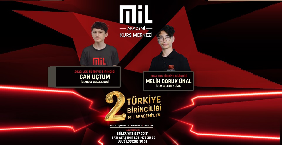 MİL AKADEMİ KURS’TAN LGS’DE BÜYÜK BAŞARI: TÜRKIYE BIRINCILERI YETIŞTIRDI!