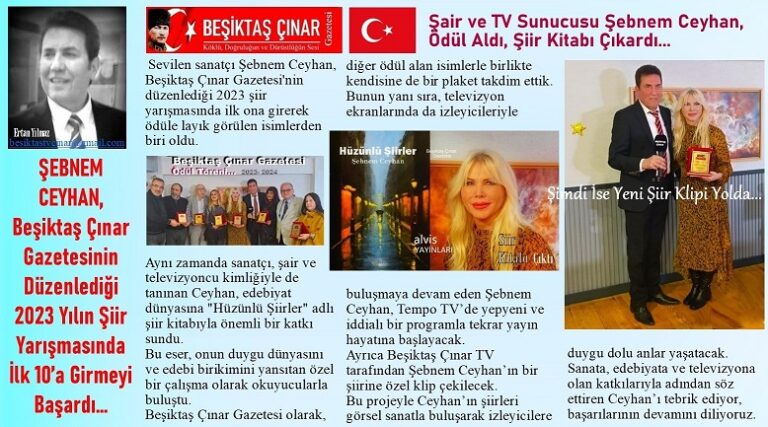 Şair ve TV Sunucusu Şebnem Ceyhan, 2023 Yılın Şiir Yarışmasında İlk 10’a Girmeyi Başardı…