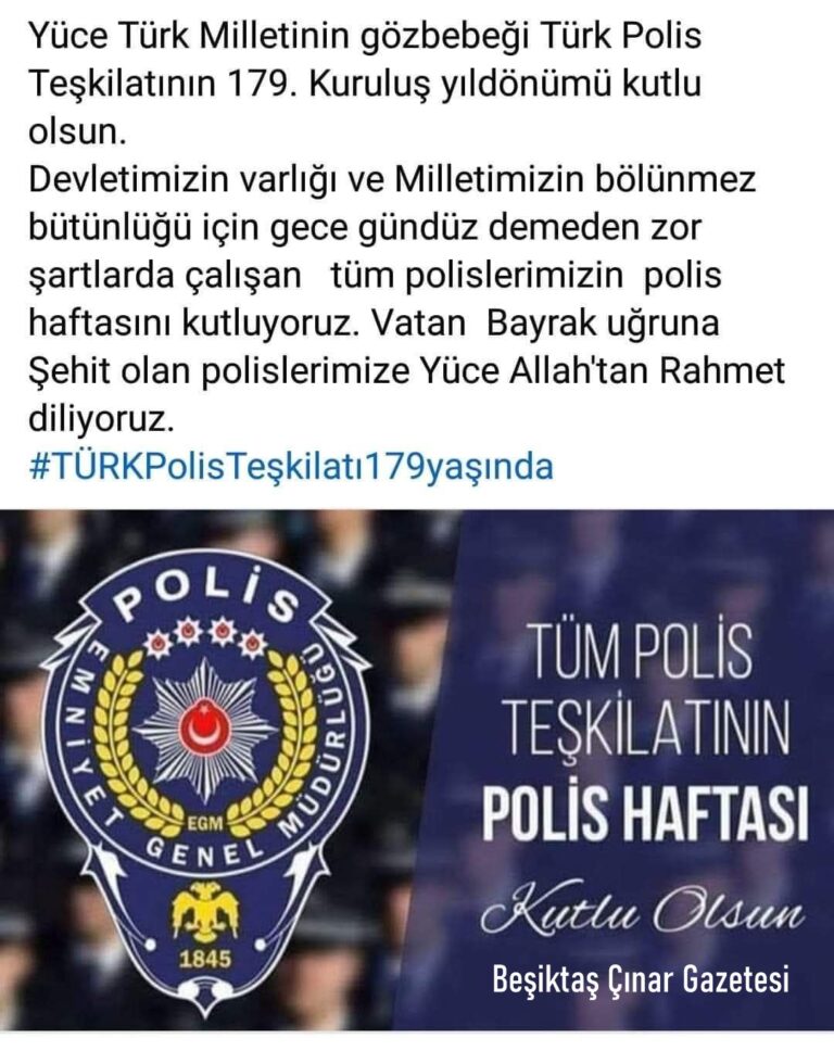 TÜM POLİS TEŞKİLATININ: POLİS HAFTASI KUTLU OLSUN…