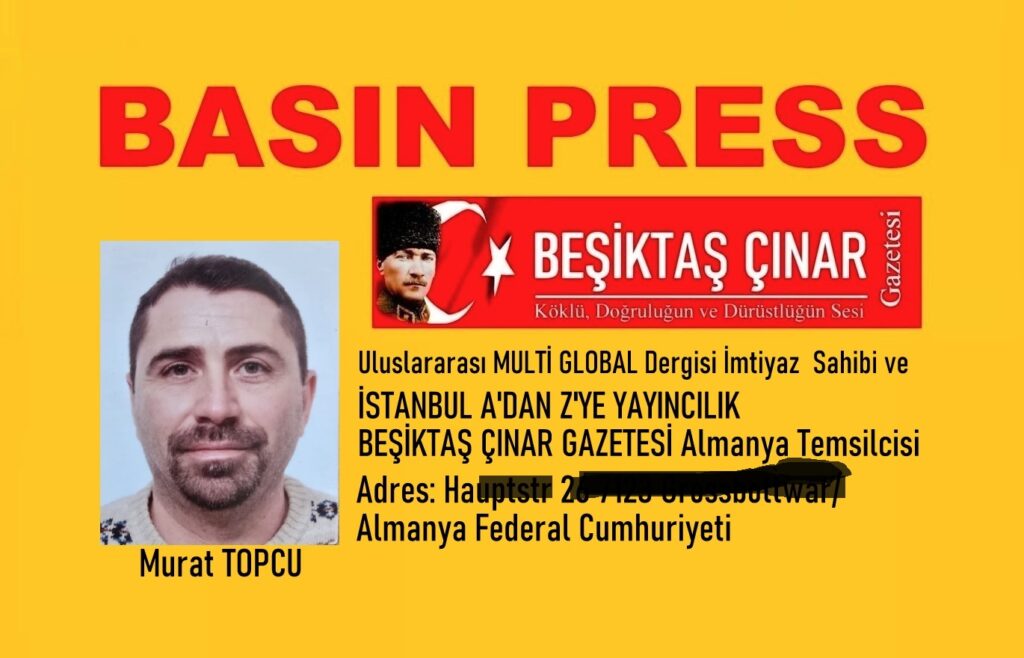 Murat Topcu, Beşiktaş Çınar Gazetesi Almanya Temsilcisi…