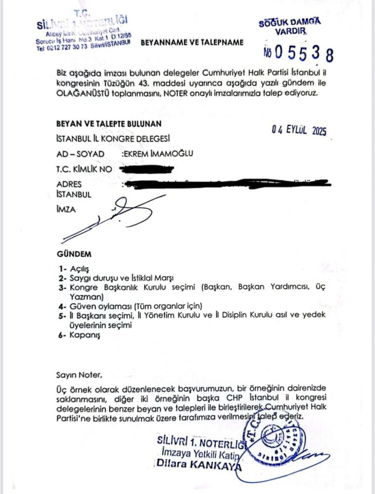 Son Dakika | İmamoğlu’ndan kongre başvurusu…